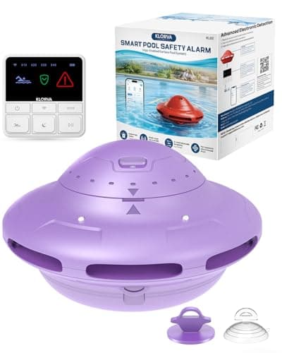 Smart Pool Alarm with App for Inground & Above Ground Pools, Adjustable Sensitivity Water Detection Alarm up to 20x40ft, 85dB+ Safety Alerts for Kids, Pets & Accidental Entry(Purple) - Image 1