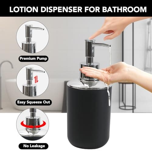 4 Piece Bathroom Accessories Set, Plastic Bathroom Toothbrush Holder Set- Bathroom Sets, Toothbrush Holder, Mouthwash Cup, Soap Dispenser, Soap Dish, Boho Modern Bath Decor Gift for Home, Black - Thumbnail 2