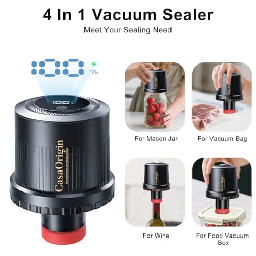 Electric Mason Jar Vacuum Sealer Kit for Wide & Regular Mouth Jars, Automatic Jar Sealer for Canning and Food Storage, Includes Lids - Thumbnail 4