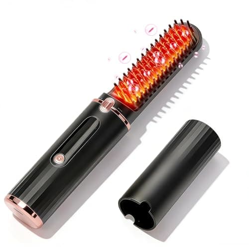 Cordless Hair Straightener Brush, 300 Million Negative Ions for Frizz-Free Shine, Fast Heating 4500mAh Portable Hair Straightening Brush for Travel and On-the-Go Touch-Ups, Gift for Women & Girls - Image 1