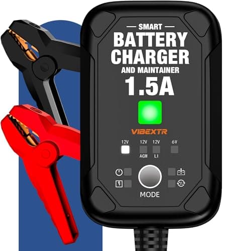 1.5A 6V/12V Car Battery Charger – Automatic Trickle Charger, Battery Maintainer with Overcharge Protection & Temperature Compensation – for Lead Acid, AGM, Gel, Lithium Batteries - Image 1