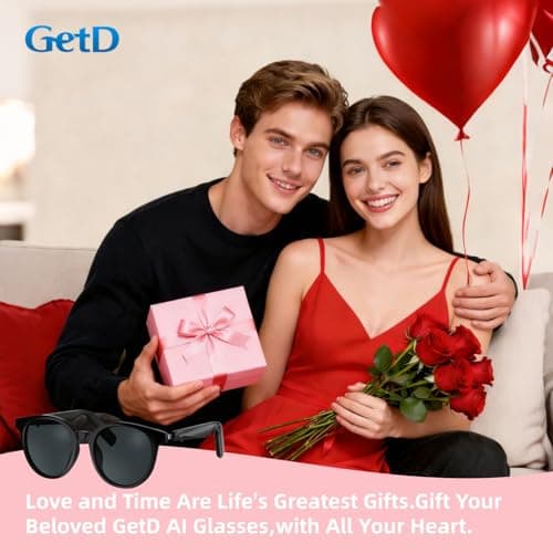 GetD 2026 New AI Glasses for Men & Women, Smart Sunglasses Powered by ChatGPT with 145-Language Translation, Bluetooth 5.4 Glasses, 11H Music/9H Call, UV400 & Polarized Lenses for Travel & Daily Use - Thumbnail 2