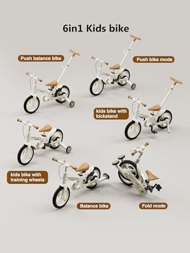 lecoco Upgraded Toddler Bike with Push Handle 6 in 1 for Kids, Balance Bicycle Toys with Training Wheels, Brackes, Cup Holder, Pedal, Kickstand Birthday Gift for Boys and Girls - Thumbnail 2