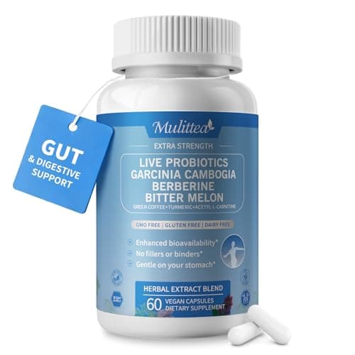 Gut Health Supplement w/Berberine,Garcinia Cambogia,Bitter Melon,Green Coffee, Probiotics, Prebiotics -Supports Digestion, Detox, Energy & Immune Health for Women & Men, 60 Vegan Capsules - Image 1