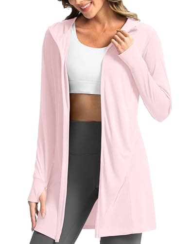 Soothfeel Women's UPF 50+ Swim Cover Up Sun Protection Hoodie SPF Lightweight Jacket Long Sleeve Beach Cover Ups for Women (cornus_Pink,XXXL) - Image 1