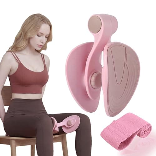 35lb Fixed-Resistance Inner Thigh Exerciser + 39LB Fabric Resistance Band | Balanced Center-of-Gravity Hip & Leg Trainer Kit for Men & Women | Portable Home Gym Lower Body Workout Equipment (Pink) - Image 1