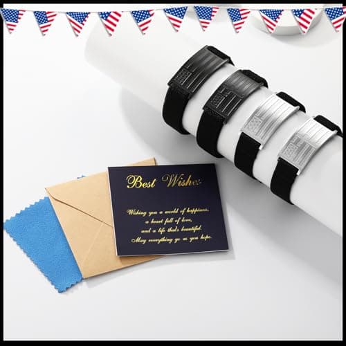 GLEZZA Serenity Prayer Bracelets for Boy Men American Flag Cross Inspirational Motivational Bracelet Bible Verse Christmas Birthday Easter Jewelry Gifts for Son Boyfriend Husband - Thumbnail 4