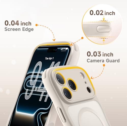XWZ for iPhone 17 Pro Max Case for Women Girls,【Compatible with MagSafe】,【Camera Control】,【Full Camera Protection】, Cute Wave Magnetic Phone Case for iPhone 17 Pro Max,Stone - Thumbnail 4