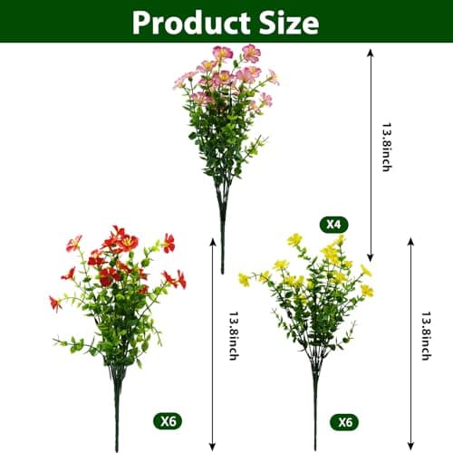 trytuny Artificial Flowers for Outdoor, UV Resistant Realistic Fake Flowers and Faux Plants for Indoor Outdoor, Garden Patio Porch Window Box Decor All Year - Thumbnail 6
