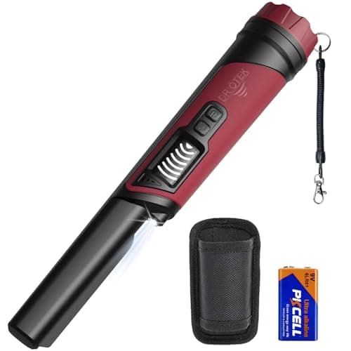 DR.ÖTEK Metal Detector Pinpointer, IP68 Fully Waterproof Underwater Pinpointer Metal Detector with LCD Screen & LED Light 360° Accurate High-Sensitivity Detection, Handheld Wand for Adults & Kids, Red - Image 1