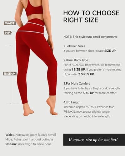 MXYMXY Buttery Soft High Waist Yoga Pants for Women - 25" Tummy Control Workout Leggings Inner Pocket, Squat Proof Gym Running Athletic Fiery Red - Thumbnail 2