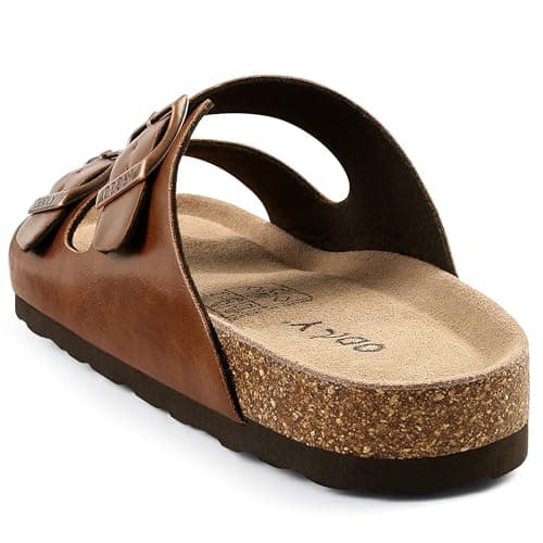 ODOLY Men's Cork Footbed Slide Sandal, Arch Support Summer Outdoor Sandals with Adjustable Buckle for Men, Gold Bronze Oily EU45 / US11-11.5 - Thumbnail 5