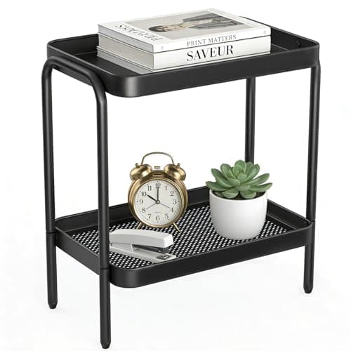 NobleForm 2 in 1 Desktop & Floor End Table with Storage Shelves, Compact 2-Tier Side Table for Office Desk Organization, Bedside Nightstand, Small Space Nightstand for Living Room, Bedroom, Office - Image 1