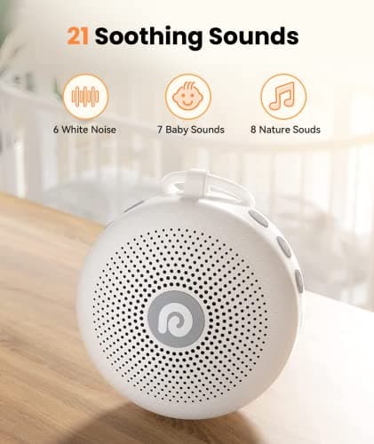 Dreamegg Portable Noise Machine for Baby Adult, Features Powerful Battery, 21 Soothing Sound, Noise Canceling for Office & Sleeping, Sound Therapy for Home, Travel, Registry Gift, Classic White - Thumbnail 4
