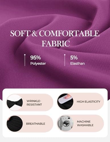 GRACE KARIN Women's Wear to Work Dresses 2026 Business Office Fit and Flare Midi Dress Church Outfits with Pockets Purple XXL - Thumbnail 6