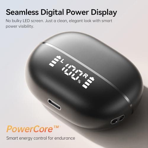 Kinglucky ClipFree A20 Open-Ear Earbuds, Secure & Comfort Fit, Premium Sound Clip-On Earbuds with Digital Display, 45H Playtime Bluetooth 6.0 Wireless Headphones, IP55 Waterproof for Running, Black - Thumbnail 4
