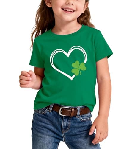 St Patrick Day Shirt Kid-Irish Girl St Patty Short Sleeve Toddler Boy Heart Shamrock Tee Tops - Thumbnail 4