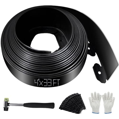 No Dig Landscape Edging 33FT, 4 Inch Plastic Edging for Landscaping with 100 Spikes, for Garden, Lawn, Flower Beds and Yard, Black