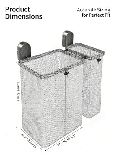 Wall Mounted Laundry Hamper, No Drilling Foldable Dual Compartment with Breathable Mesh, Large Capacity Detachable Laundry Bags for Small Apartments, Dorms & Bathrooms, Space-Saving Heavy-Duty - Thumbnail 4