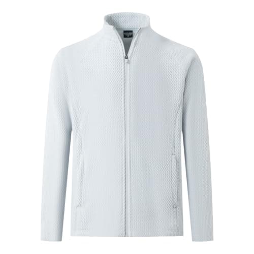 M MAELREG Mens Jacket Full Zip Stand Collar Fashion Texture Lightweight Fleece Fall Jackets for Men with Pockets - Image 1