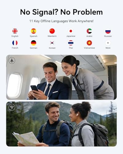 Wooask M3 3 in 1 Translation Earbuds, 144 Languages Translator Earbuds Real Time, Offline Translator Headphones No Subscription for Global Travel & Off-Grid Exploration - Thumbnail 6