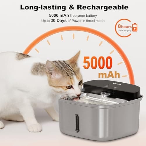 HOLAPAW Wireless Cat Water Fountain Stainless Steel, 128oz/3.78L Cordless Automatic Water Dispenser for Cats and Dogs, Battery Operated Drinking Fountain for Pets with Motion Sensor, Ultra Quiet Pump - Thumbnail 4