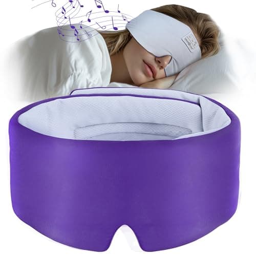MUSICOZY Ice Silk Sleep Headphones with Bluetooth Mask, Eye Mask for Sleeping in Total Darkness, 5.4 Bluetooth Sleep Mask Sleep Headphones, Soft, Gifts for Men Women (Purple)
