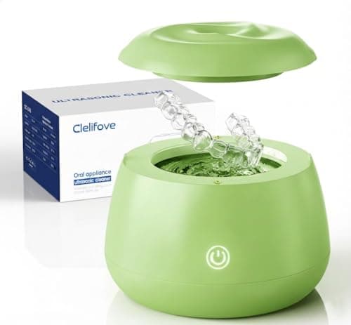 Ultrasonic Retainer Cleaner Machine 48kHz Denture and Aligner Cleaning Pod for Mouth Guards Night Guards Dental Trays Braces Toothbrushes Jewelry with 200ML Capacity (Green) - Image 1