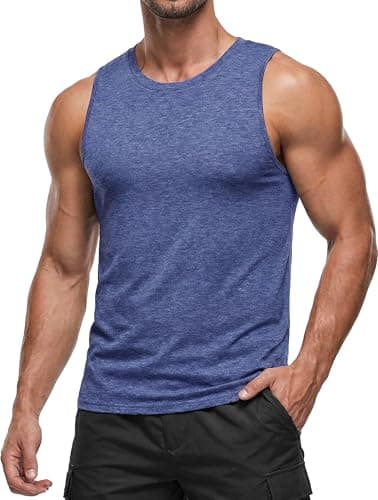 PINSPARK Gym Shirts Men Quick Dry Workout Shirts Lightweight Muscle Tank Tops Fitness Clothing Bodybuilding Sleeveless T Shirt 2XL Navy Blue - Image 1