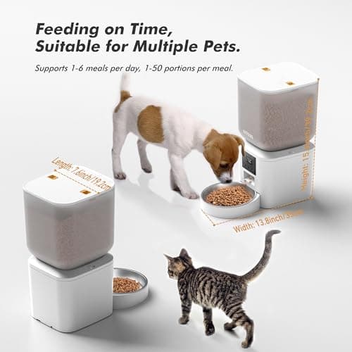 Automatic Dog Feeder - 8L/34 Cups Large Capacity Automatic Cat Food Dispenser with LCD Screen, Large Food Tray, Battery Operated, Timed Cat Feeder, Up to 50 Portions 6 Meals Per Day, Keeps Fresh - Thumbnail 3