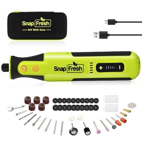 SnapFresh Cordless Rotary Tool Kit, 8V 5-Speed Variable Electric Multi-Tool, 28,000 RPM, Lightweight USB-C Rechargeable Mini Power Tool w/LED Light, 46 Accessories for DIY Engraving & Polishing - Image 1