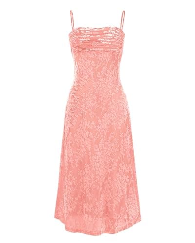 BTFBM Women's Summer Dress Sleeveless Spaghetti Strap Midi Dress Sexy Cowl Neck Floral Cocktail Dress Party Dresses(Light Pink,XX-Large) - Image 1