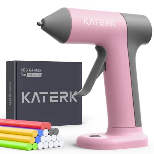 Katerk Cordless Hot Glue Gun, 30s Fast Heating & 20PCS Premium Mini Glue Sticks, 2500mAh Type-C Rechargeable, Compact & Portable, Auto Shut-Off, Perfect for DIY, School Crafts & Repairs (Pink) - Image 1