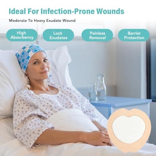 Sacrum Silicone Foam Dressing with Adhesive Border 7"x7", 5 Packs, Highly Absorbent, Breathable Waterproof Sacral Bandage Pad for Bed Sore, Pressure Ulcer Wound Dressing, FSA HSA Eligible - Thumbnail 2