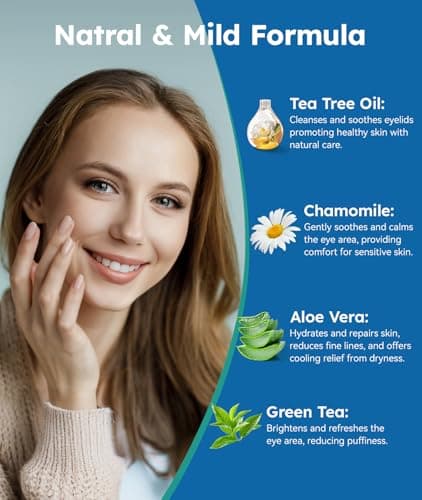 Eyelid Cleansing Wipes for Dry Eye & Blepharitis, Tea Tree Oil Hypoallergenic Eye Wipes for Sensitive Itchy Eyes, Individually Wrapped Eyelid WipesTravel Essentials (30 Count) - Thumbnail 2