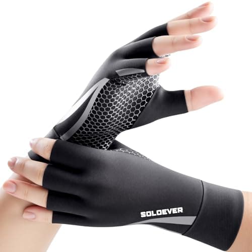 All-Around Copper Arthritis Gloves, Carpal Tunnel Pain Relief Gloves, Breathable & Anti-Slip Hand Compression Gloves for Rheumatoid, Tendonitis, Swelling, Fingerless Gloves Fit Men & Women 10.7"-11.2" - Image 1