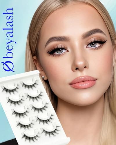 Waterproof Self Adhesive Eyelashes, Manga Look 8-14mm, 5 Pairs Natural Look Stick on False Eyelashes, Pre Glued Lashes, No Glue Needed, Wispy Glueless Lashes Reusable by Obeyalash (6D30) - Thumbnail 6