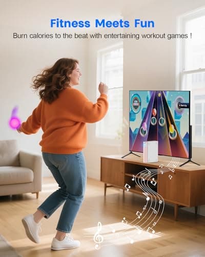 MetFut Motion Sensing Game Console - 28 Fun Games, Plug & Play, Light Physical Exercise & Entertainment for Kids & Family, Compatible with TV, PC, Projector—White&Pink - Thumbnail 5
