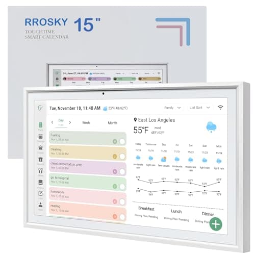 RROSKY WiFi Digital Calendar Smart Family Planner,Chore Charts, Achievement Rewards, AI Meal Planning, Smart Touchscreen Interactive Display for Schedules and Cloud Photo Desk Bases, Gifts for Women Men, Gifts for Mom Dad, 15.6'' White - Image 1