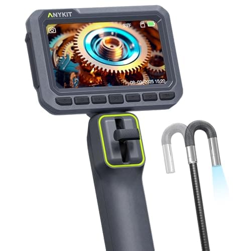 Anykit Articulating Borescope, 210° Two-Way 0.22in Slim Probe Endoscope with High-Brightness LED Lights, 4.3" IPS HD Video Inspection Snake Camera for Automotive Engine Inspect - 4FT - Image 1