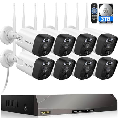 2-Way Audio & PIR Detection 5.5MP Dual Antennas Enhance WiFi Wireless Camera System Surveillance Outdoor Wireless Security Cameras System Video Surveillance DVR Kit