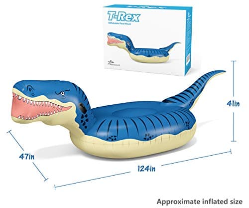 Jasonwell Inflatable Dinosaur Swimming Pool Float for Kids Boys Girls Adults 124'' Giant Tyrannosaurus Rex Floatie Summer Beach Ride on Party Pool Raft Lounge Toys - Thumbnail 6