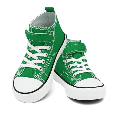 AOVOG Toddler Girls Shoes High Top Green Canvas Sneakers, Toddler Boys Walking Non-Slip Casual School Shoe, 10 - Image 1