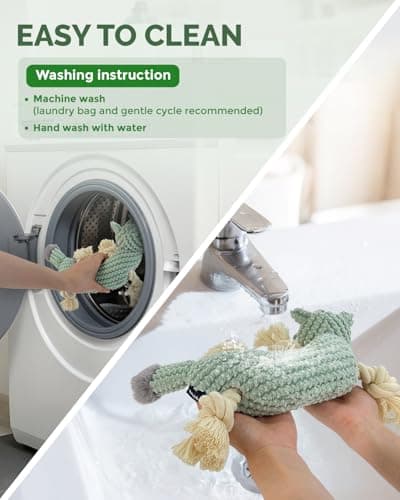 FoxFocus Squeaky Dog Toys for Medium Dogs - Durable Dog Toys for Aggressive Chewers to Keep Them Busy - Interactive Plush Chew Toy with Squeaker for Training Reward & Gift - Green - Thumbnail 6