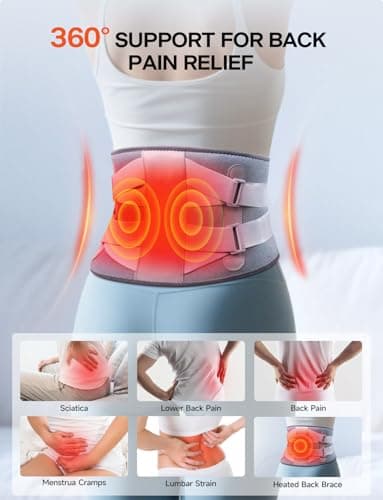 ALLJOY 67" Cordless Heating Pad for Back Pain Relief FSA Eligible HSA, Birthday Gifts for Women Men Mom Dad, Portable Lower Back Massager with 3 Heat 5 Vibration, Wireless Heating Pad for Cramps - Thumbnail 3