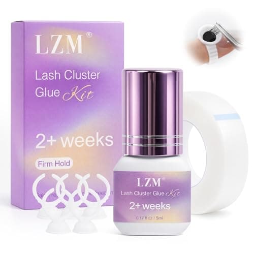 LZM Lash Cluster Glue Long Lasting Strong Hold 2 Weeks Waterproof, Eyelash Cluster Adhesive Kit for Beginners DIY at Home & Professional Use by LZM(Black 5ml)