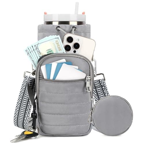 YIQUN Water Bottle Carrier bag with Strap ，Water Bottle Holder with Strap and with Phone Pocket for Walking, Hiking, Cycling - Image 1