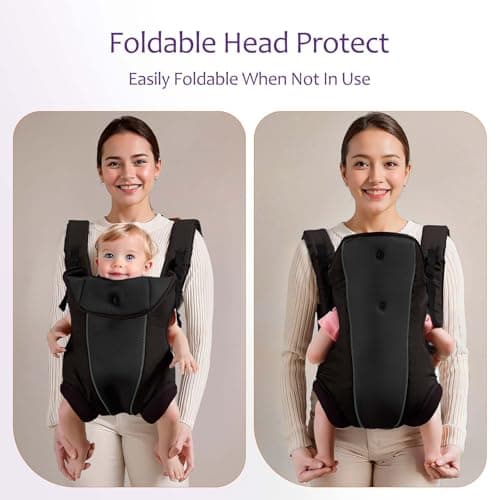 JOYNCLEON Ergonomic Baby Carrier with Adjustable Strap,4-in-1 Newborn to Toddler Carrier,Breathable Mesh Baby Carrier for Summer,Compact for Travel & Outdoor Adventures,Ideal for Infants 0-3 Years - Thumbnail 4