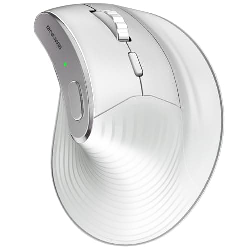 Bnnwa Wireless Vertical Ergonomic Mouse, Multi-Device(Bluetooth + 2.4G Connection), 4 Adjustable DPI, 7 Buttons Computer Mouse for PC, Laptop, Desktop, MacBook - White - Image 1
