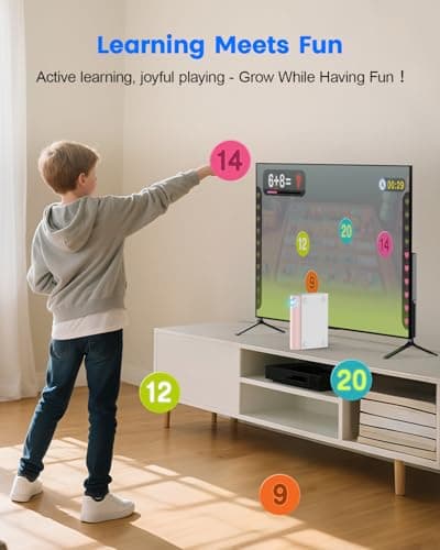 MetFut Motion Sensing Game Console - 28 Fun Games, Plug & Play, Light Physical Exercise & Entertainment for Kids & Family, Compatible with TV, PC, Projector—White&Pink - Thumbnail 6